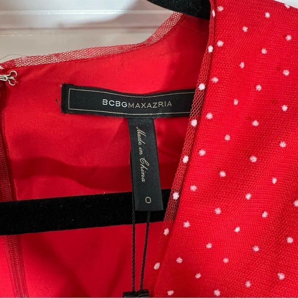 NWT BCBGMAXAZRIA Tiered Polka Dot Gown | Size 0 - Picture 8 of 13